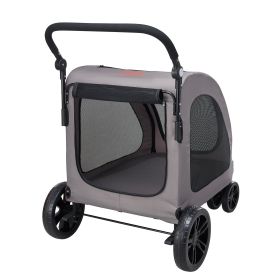 Pet Stroller, 4 Wheels Dog Stroller with Brakes, 160lbs Weight Capacity