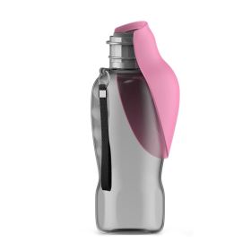 Pet Outdoor Folding Water Bottle for Outdoor Pet Drinkinf (Color: Pink, Type: Pet Supplies)